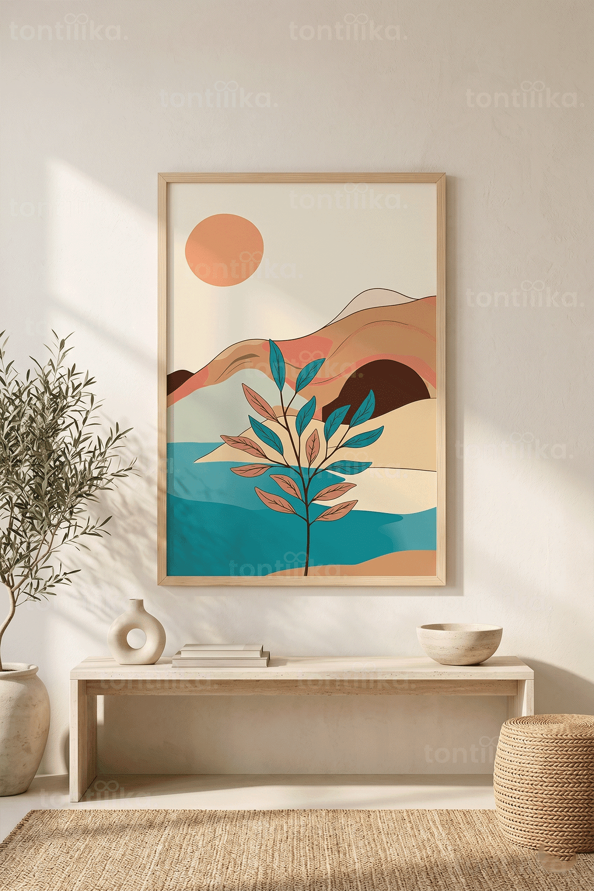 Şeftali Vadisi — Pastel Dağlar Manzara Tablosu