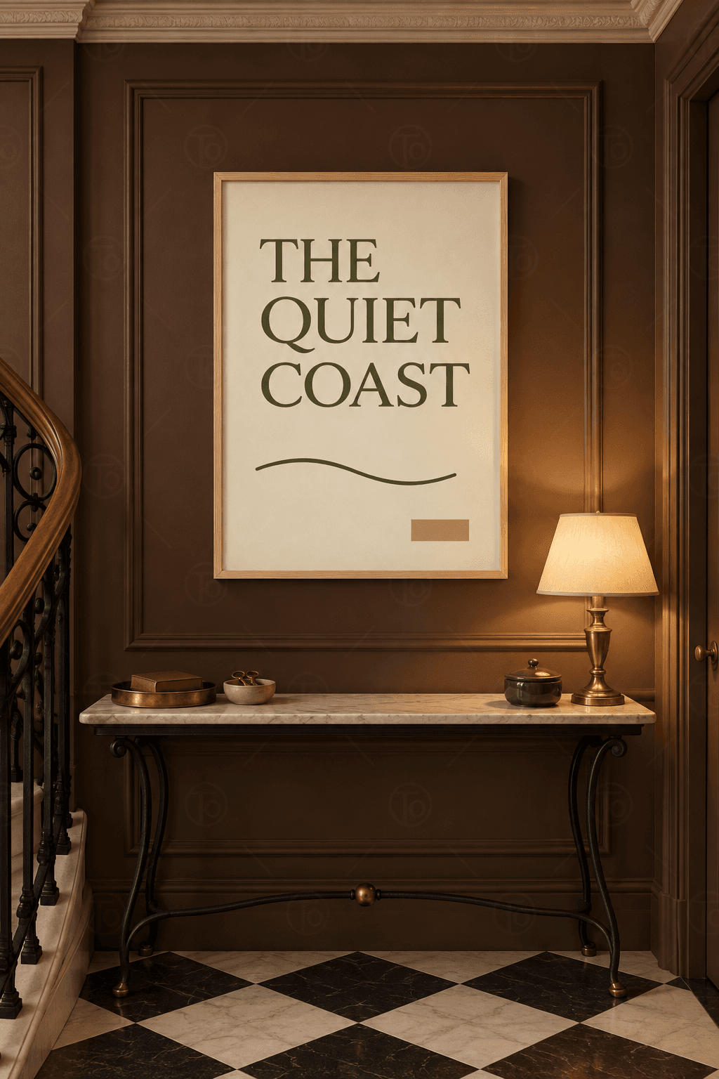 The Quiet Coast — Dalga Çizgili Krem Afiş