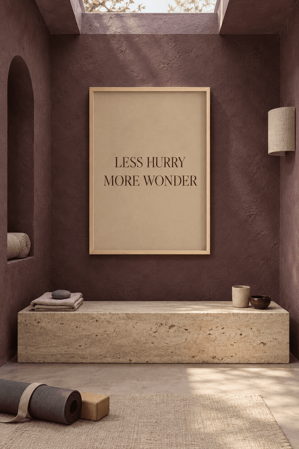 Less Hurry More Wonder — Bej Zeminde Yazı