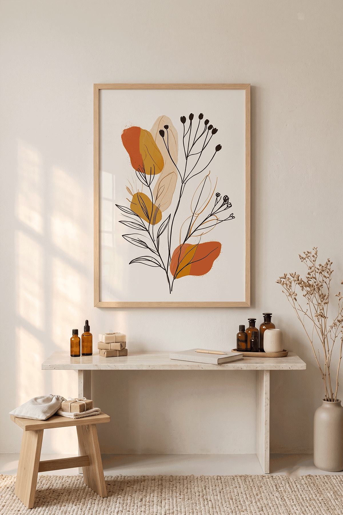 Kır Buketi — Line Art Botanik Tablosu