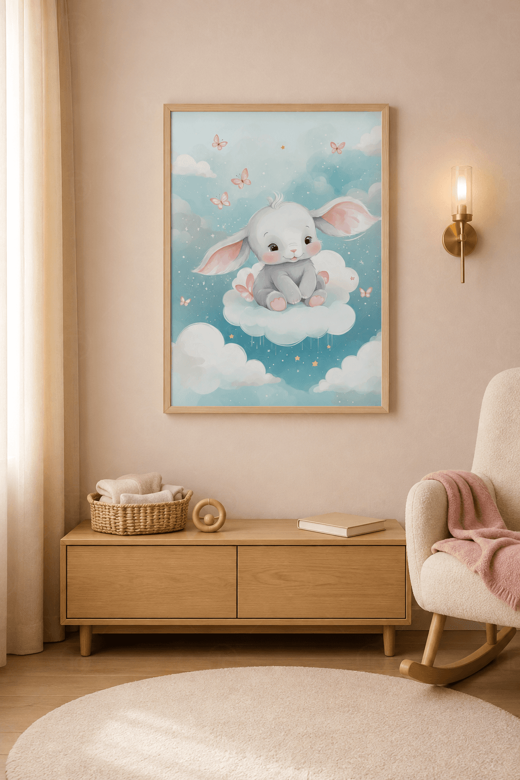 Bulut Üstünde Küçük Tavşan — Pastel Gökyüzü