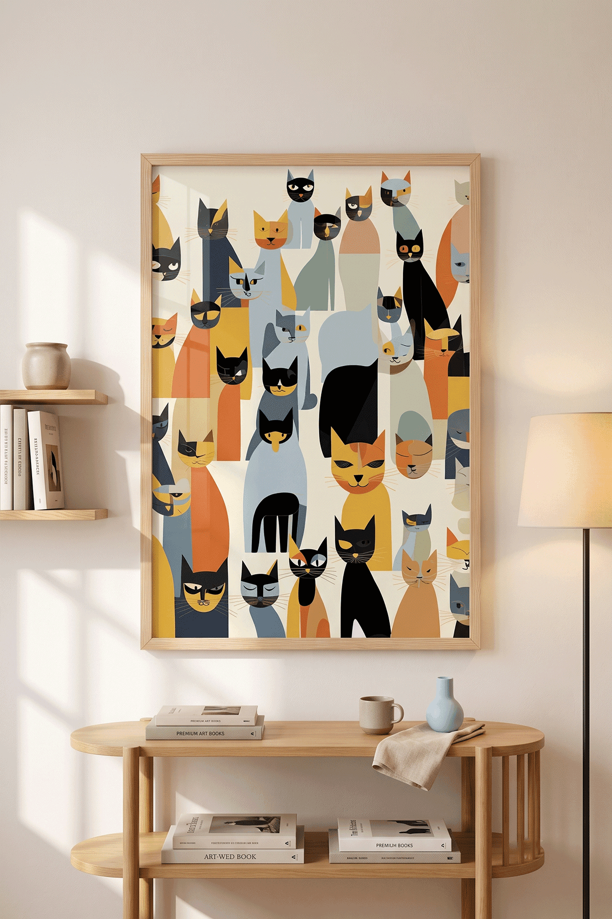 Kedi Kalabalığı — Mid-Century Kedi Deseni