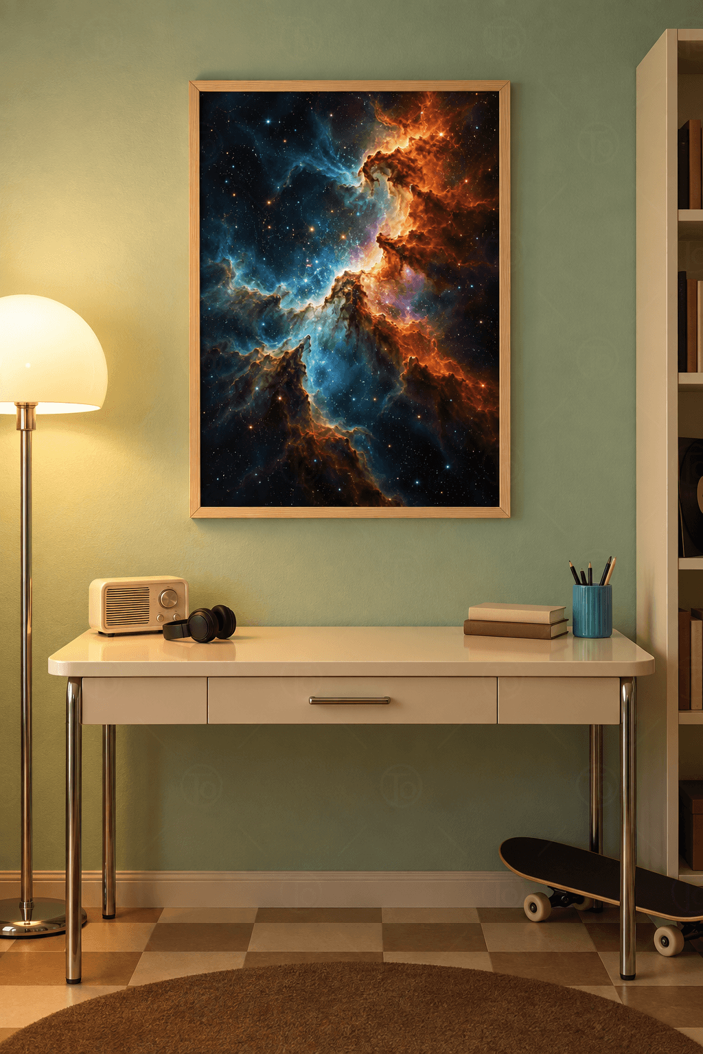 Turuncu ve Mavi Nebula — Yıldızlı Uzay