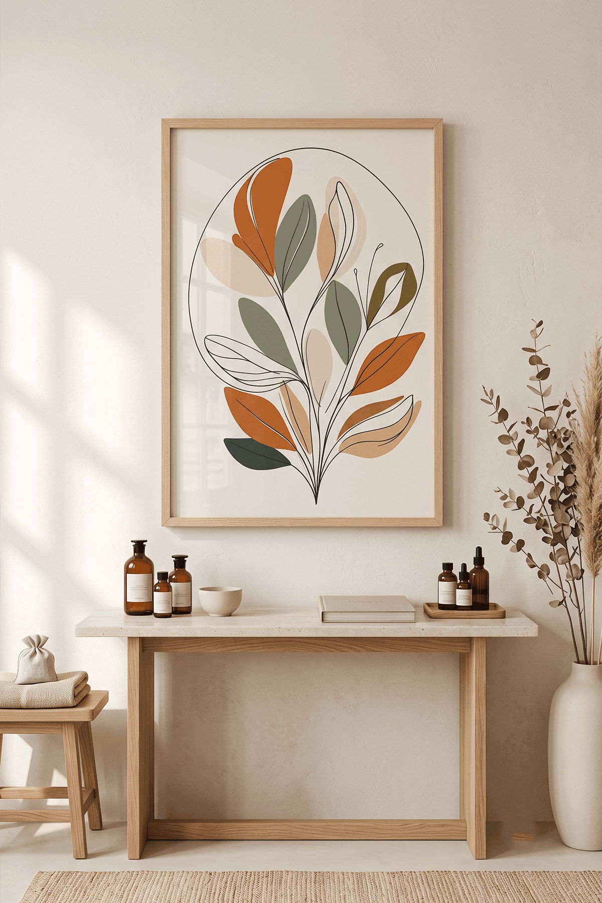 Yaprak Çelengi — Line Art Botanik Tablo
