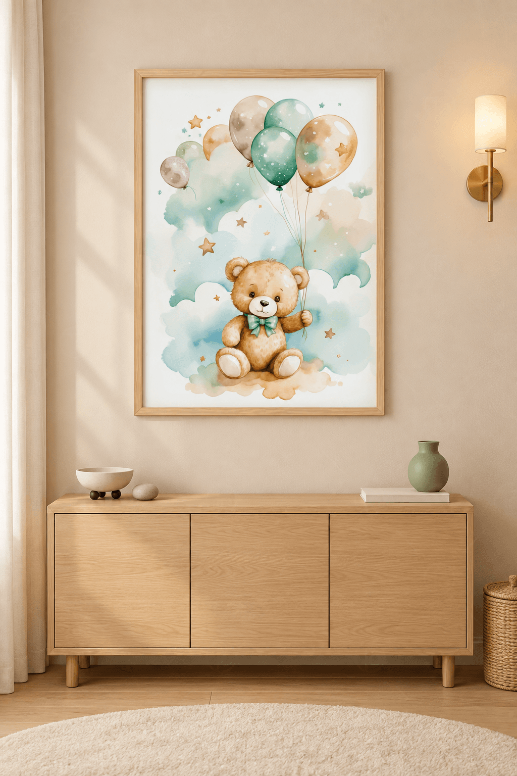Balonlu Oyuncak Ayı — Pastel Kutlama