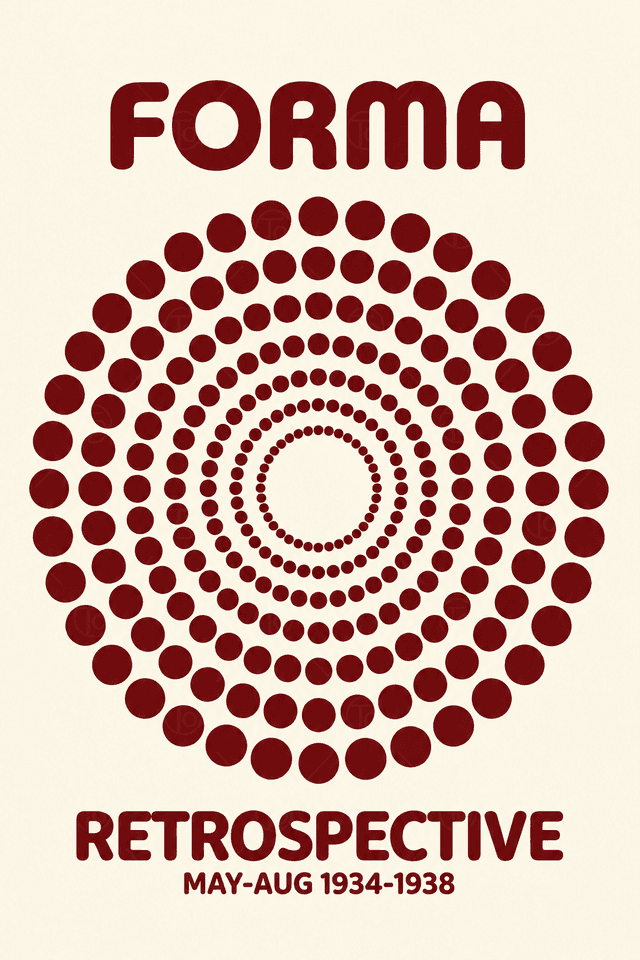 Bordo Nokta Halkaları — Krem Retro Afiş