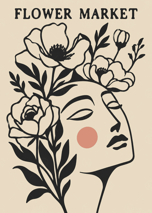 Çiçek Taçlı Kadın Yüzü — Flower Market