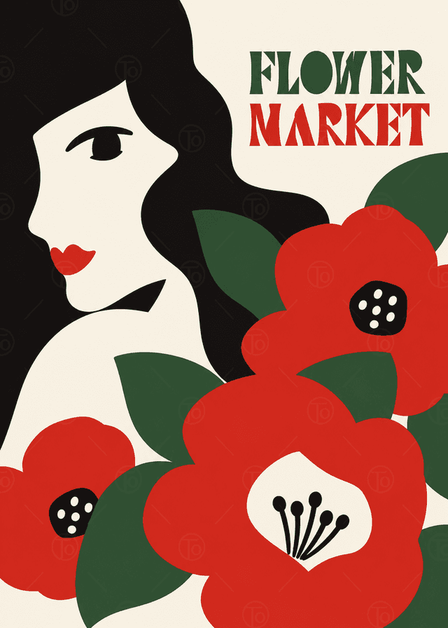 Kırmızı Çiçekli Kadın Profili — Flower Market