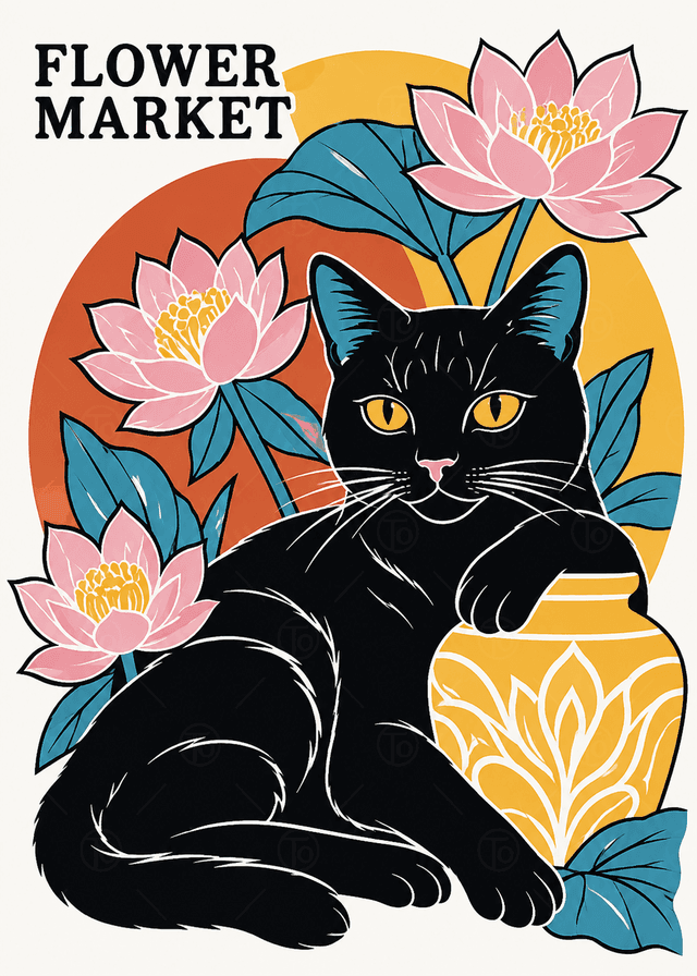 Nilüferli Siyah Kedi — Flower Market