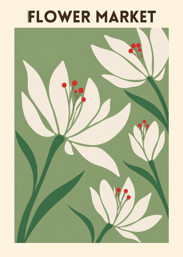 Yeşil Panoda Krem Zambaklar — Flower Market