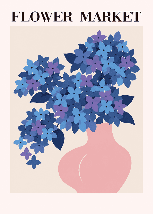 Pembe Vazoda Mavi Ortanca — Flower Market