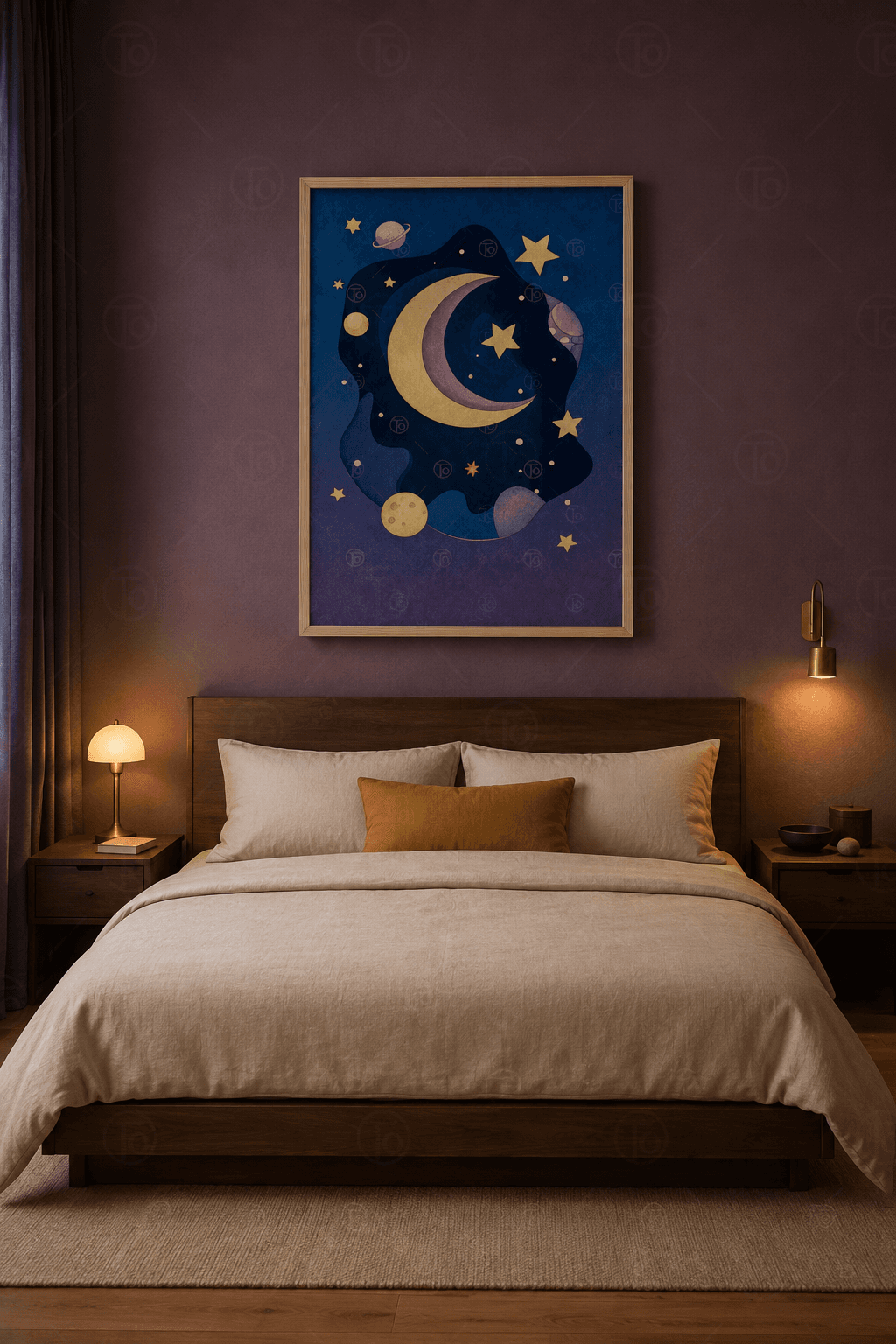 Gece Göğü — Altın Hilal ve Yıldızlar
