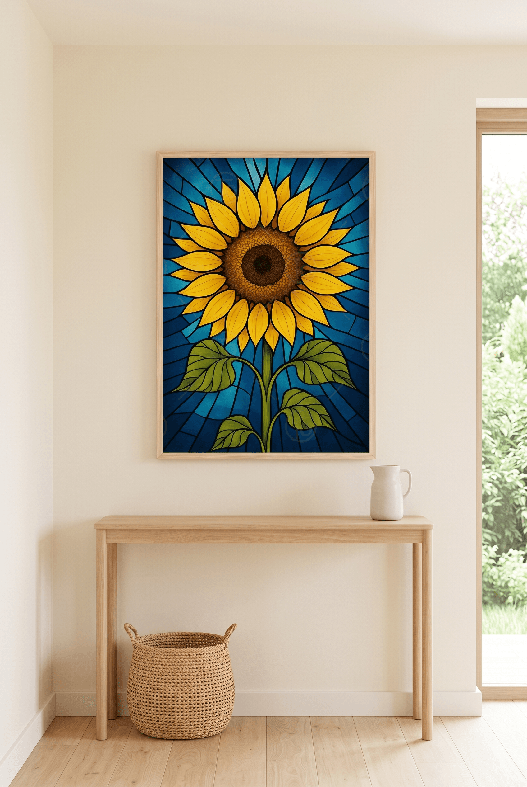 Vitray Ayçiçeği — Lacivert Mozaik