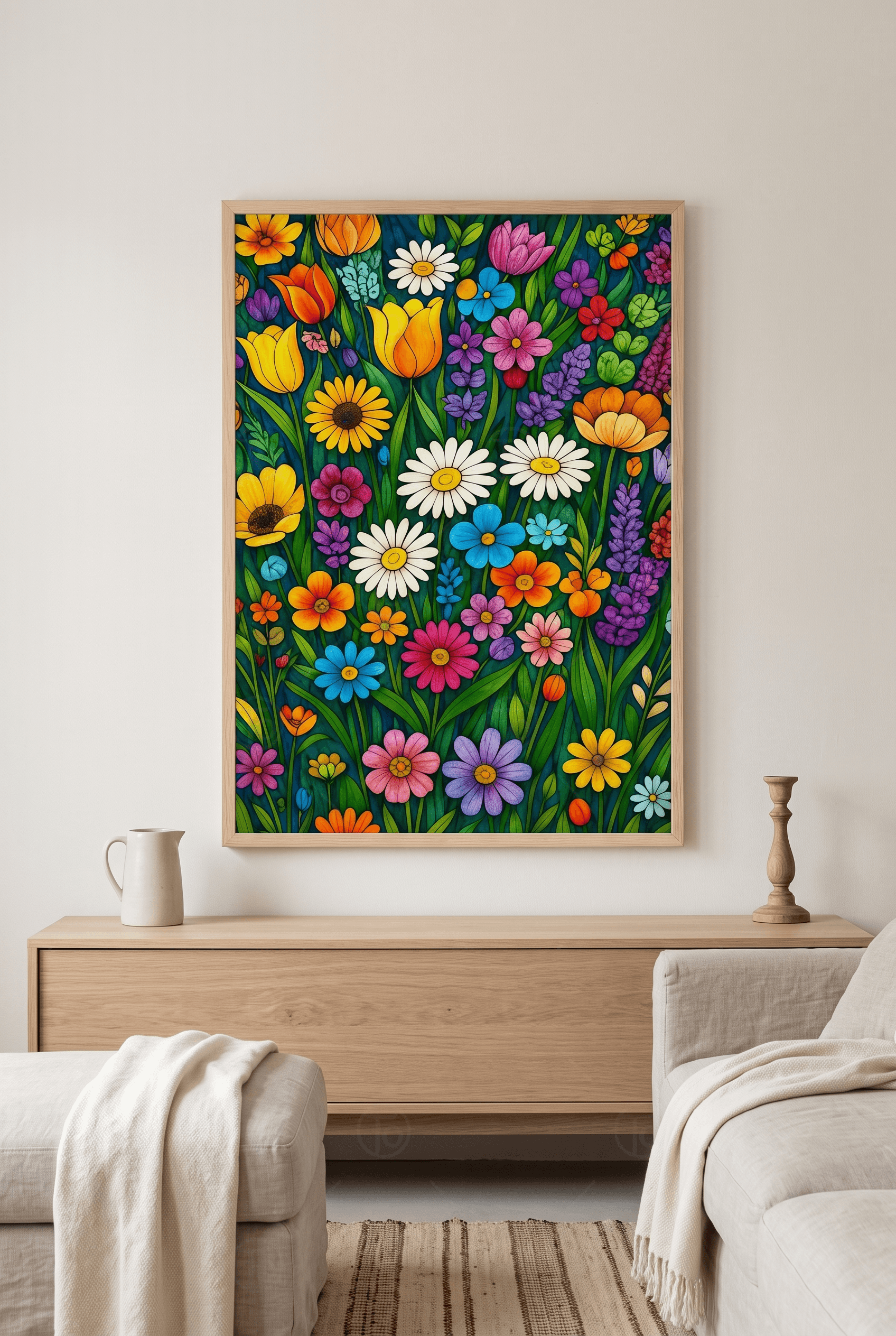 Bahar Curcunası — Rengârenk Çiçek Deseni
