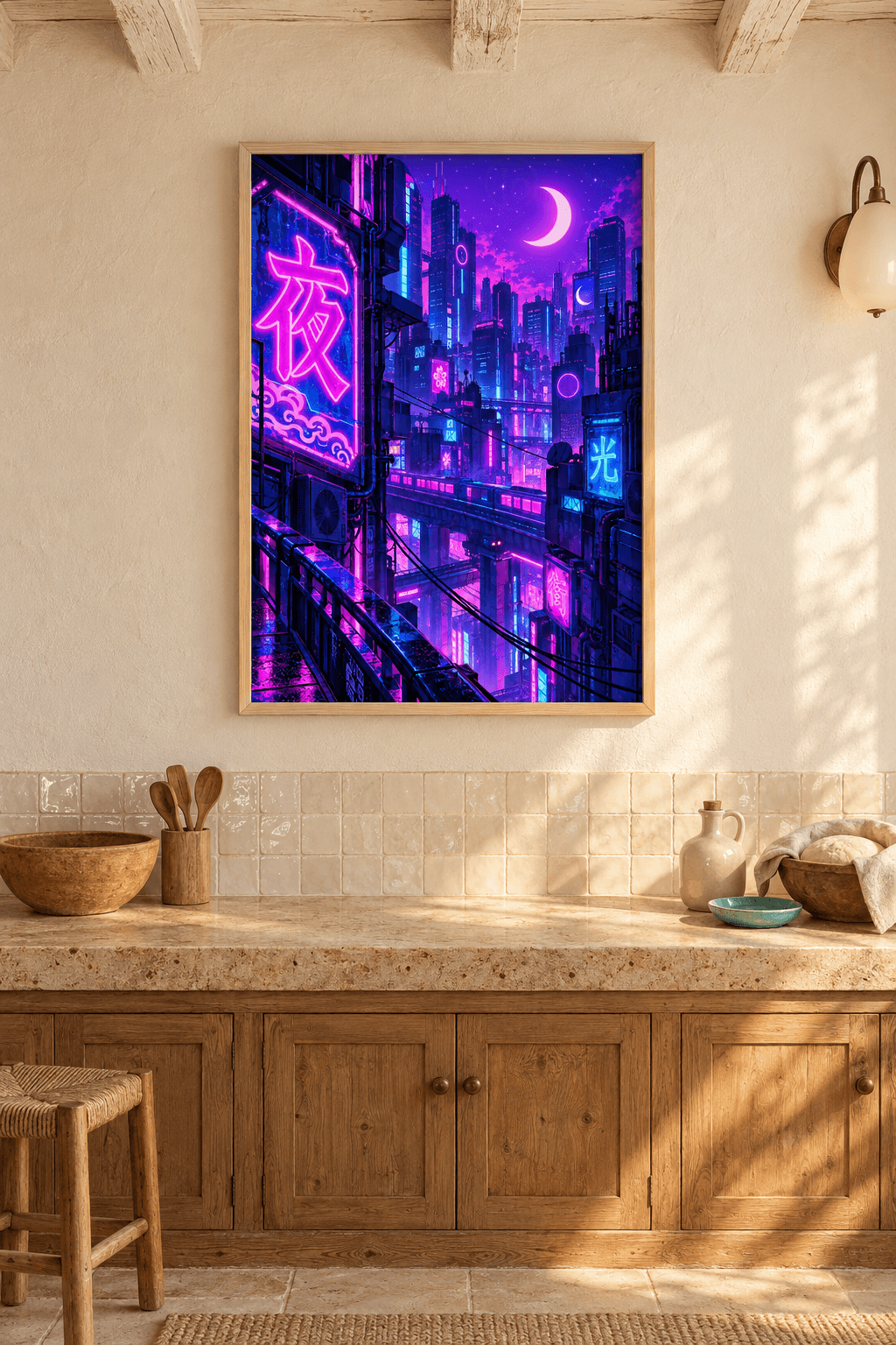 Neon Kanji Tabelalar — Viyadükte Pembe Tren