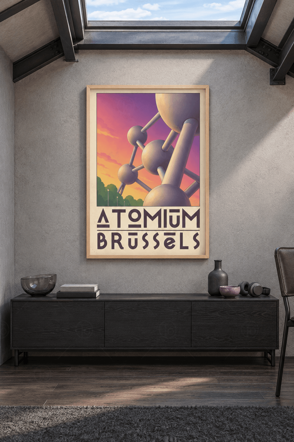 Brüksel — Gün Batımında Atomium Küreleri