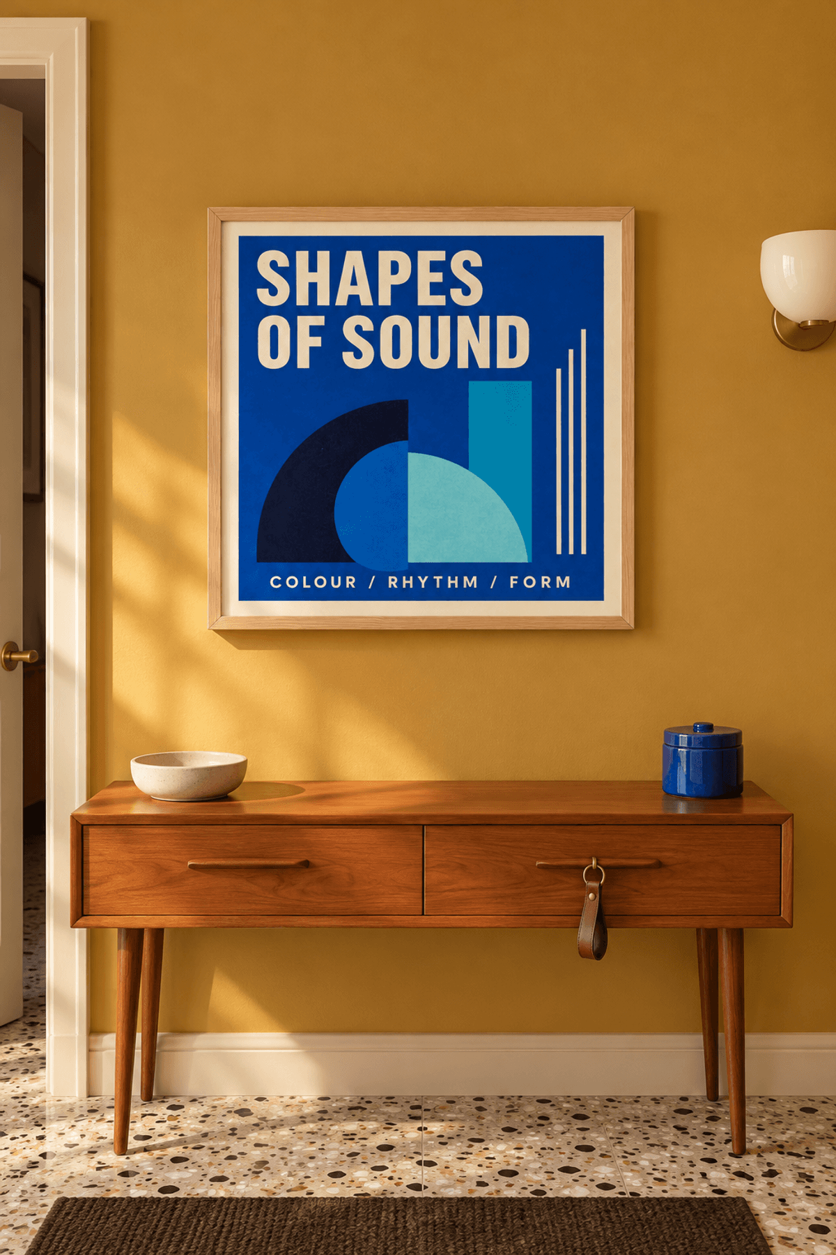 Shapes Of Sound — Mavi Geometrik Afiş