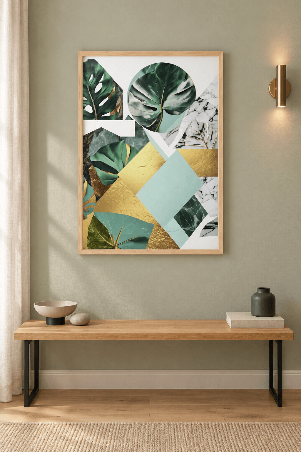 Monstera Kolajı — Altın ve Mermer