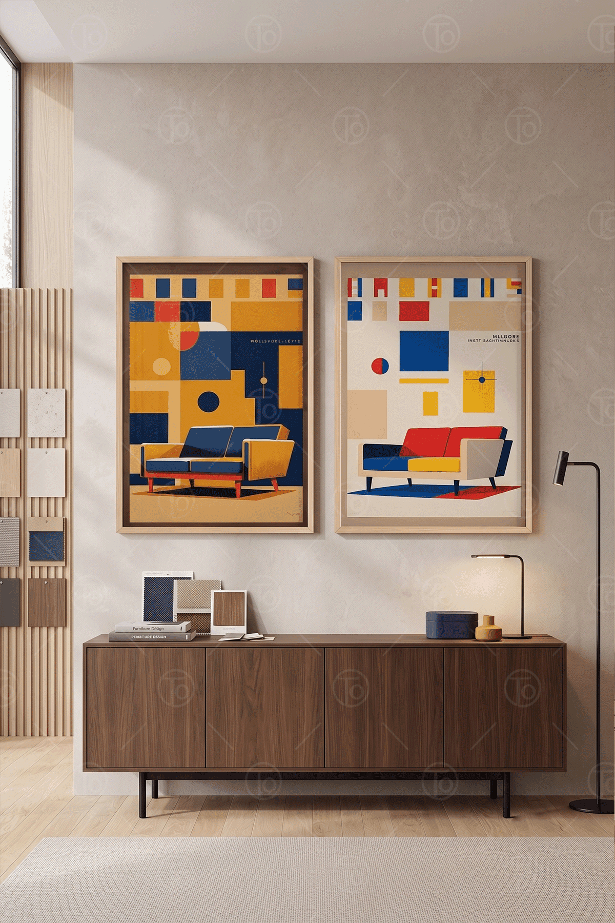 Retro Oturma Odası — Bauhaus 2'li Tablo Seti